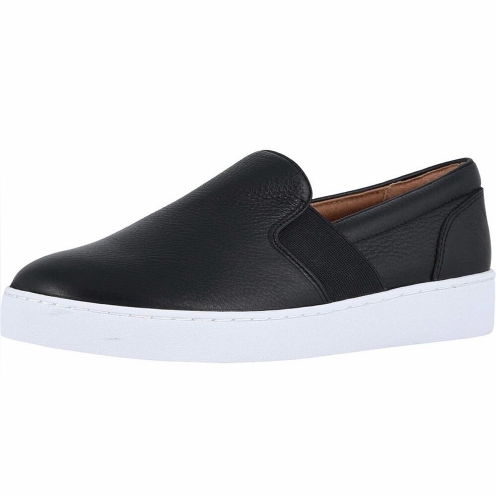 Vionic Demetra Black Leather Slip On Loafer Sneakers Women's Size 7 Chic